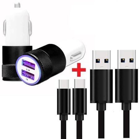 Billaddare - Sony - Xperia 5 IV - Ultra-snabb - 2 USB-portar - 2 USB-C-kablar 1M - Svart