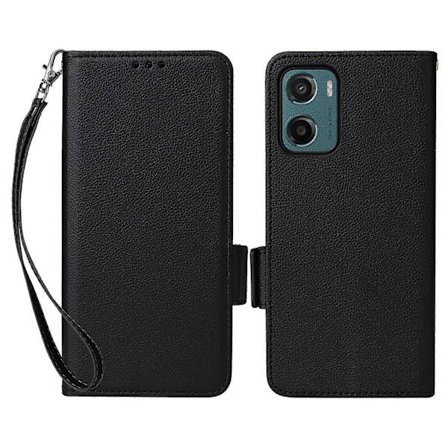Kompatibel med Motorola Moto G05 4G/ E15 4G Etui Litchi Tekstur PU Læder Wallet Flip Telefon Cover