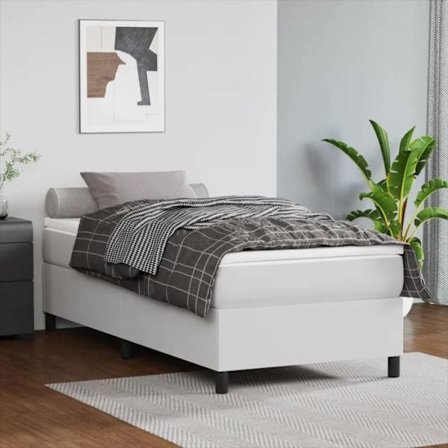 Maison Exclusive - Sänggavel med sängbotten och madrass Vit 90x190 cm Konstläder
