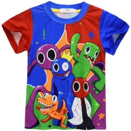 3D Rainbow friends Summer Kids kortärmad grafisk T-shirt E 130cm