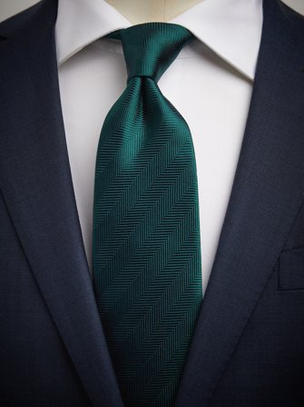 John Henric Men's Green Tie Herringbone Size 8