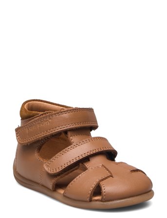 Starters Two Velcro Sandal Brown Pom Pom
