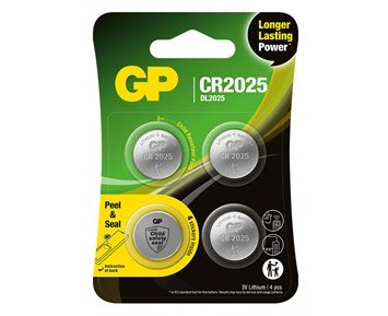 Knappcell Litium CR2025 4-pack - GP knappcell CR2025 litiumbatteri 4-pack