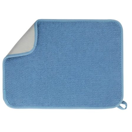 Mikrofiber Oppvaskmatte, Superabsorberende Kjøkken Oppvaskmatte, Reversibel for Benkeplate, 12*16 tommer Blå