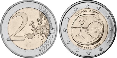 Cypern 2009 - 10 år for Den Økonomiske og MonetæreUnion - 2 euro mønt