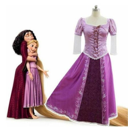 Rapunzel Prinsessekjole Dame Cosplay Kostume Karneval Festkjole Tøj NY-XF27-