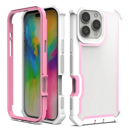 Mobilskal till iPhone 16 Pro Max TPU + PC Shockproof - Vit/Rosa
