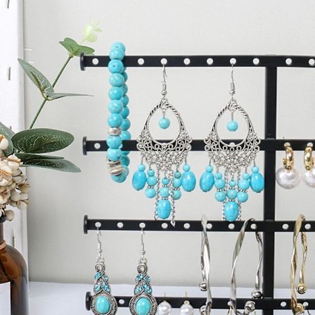 64 Huller Metal Bordplade Armbånd Halskæde Organizer