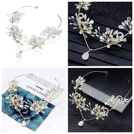 Hårbøjle til kvinder, bryllupstiara, perle, krystal