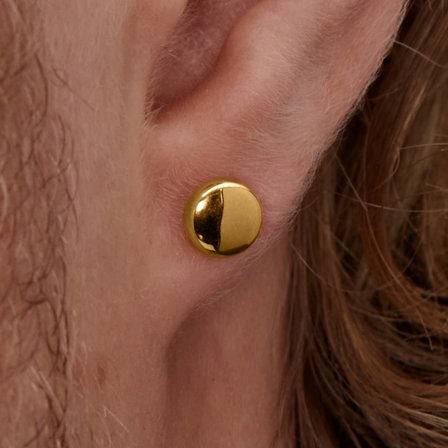 6mm Gold-Tone Steel Button Stud Earring for Men - Stud earrings