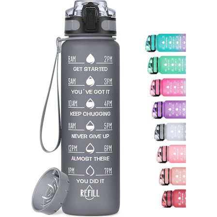 1000 ml motiverande vattenflaska med tidsmarkör, läckagesäker BPA-fri Tritan fruktsil dryckesflaska, idealisk för fitness, gym och utomhus