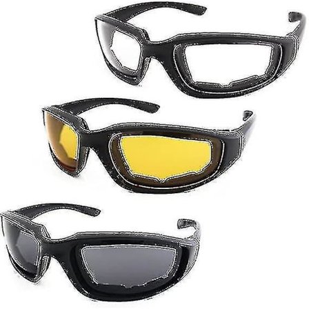 3 par motorsykkelkjøring briller polstret briller UV-beskyttelse støvtett vindtett motorsykkel solbriller