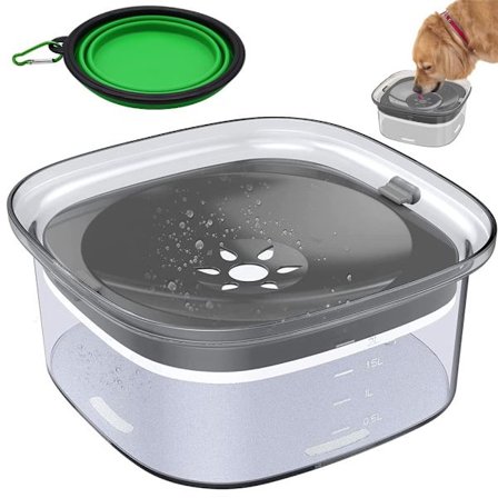 2L Drikkeskål til Kæledyr, Anti-Dryp, Flydende, Anti-Overløb, Transparent, Stor Kapacitet, Let at Rengøre, til Hunde og Katte
