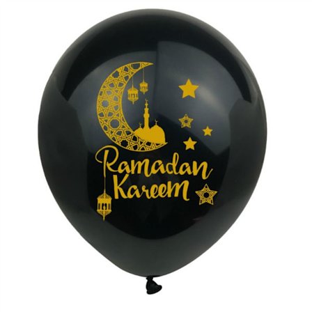 10 st Eid Mubarak Ramadan Ballonger Latex Ballonger SVARTA