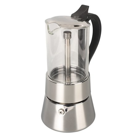 Moka Pot Krystallglass Topp Rustfritt Stål Kokeplate Moka Pot Klassisk Italiensk Kaffetrakter for 4 Kopper