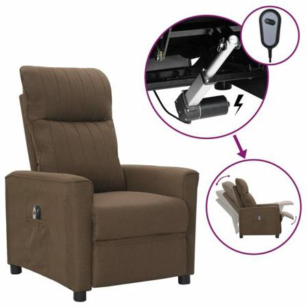 Vidaxl Reclinerfåtölj Med Elektrisk Brun Tyg Brun