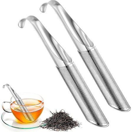 Te-si i rustfrit stål, 2-pak mesh te-si med krog håndtag, te-infuser, til løs te, rose, kaffe, krydderier