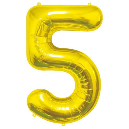 Sifferballong Guld 85cm "0-9" Siffra 5 - Partyninja.se
