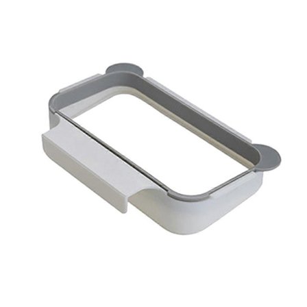 Hengende søppelposeholder over skuffen, søppelposestativ for kjøkken (Grå)