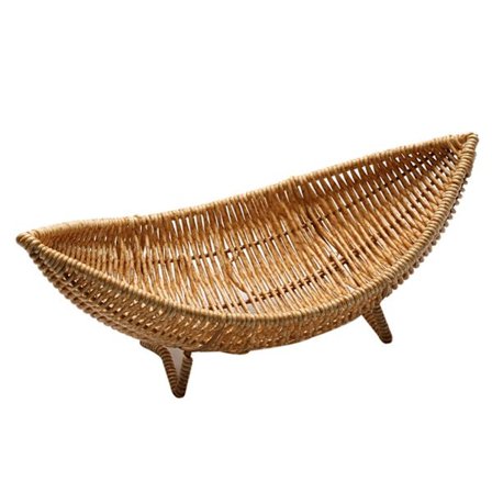 Stilfull Fruktskål i Båtform, Konstnärlig Båtmodell Fruktförvaring Rattanmönstrad Förvaringskorg i Plast