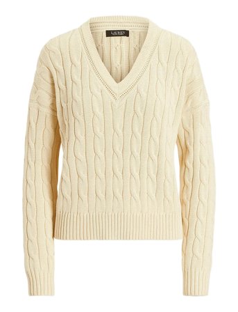 Cable-And-Pointelle-Knit Cricket Sweater Beige Lauren Ralph Lauren