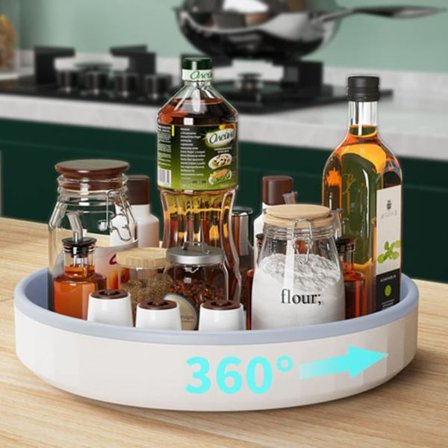 Roterende krydderhylle for kjøkken, kjøkkenkrydderhylle, roterende krydderhylle for oppbevaring av krydder og glass i pantry, 30cm plastkrydderhylle(