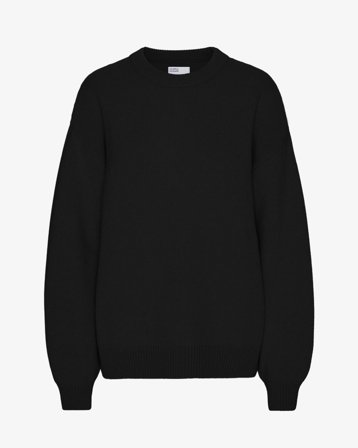 Oversized Merino Wool Crew - Deep Black XXS