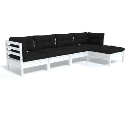 Vidaxl Loungegrupp Med Dynor 5 Delar Vit Massiv Furu Vit