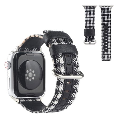 Apple Watch Series 6 / 5 40mm plaid nylon watch band - Black / White