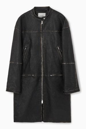 COS Women's Leather Moto Coat in Black