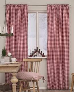 Julgardin med vävd ruta 2-pack - 95x240 cm, fåll nertill - Jul - Linea