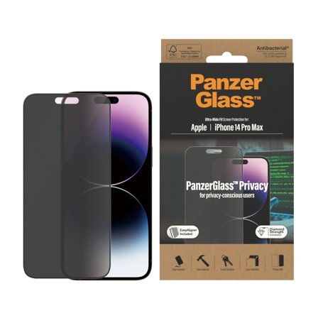 Panzer Privacy iPhone 14 Pro Max | Ultra-Wide Fit w. EasyAligner Screen Protector PanzerGlass - High quality tempered glass screen protector