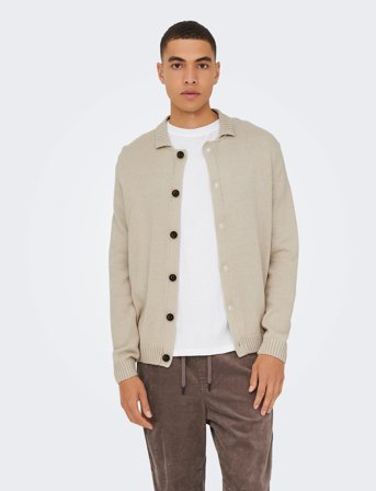 ONLY & SONS Onsjacob Reg Ls Cardigan Knit - Cream - XL