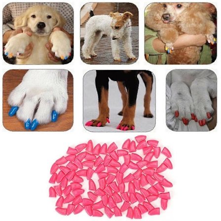 100 kpl Pehmeät PVC-kynsisuojat lemmikkikoirille, tassun kynsien suojukset, hoitotarvike (tummanpinkki L)