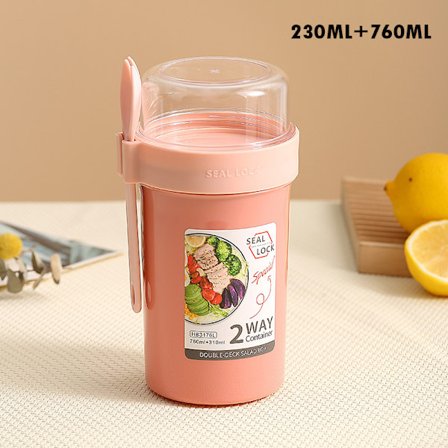 Morgenmad Havregryn Korn Nødder Yoghurt Salat Kop Forsegling Beholder Pink