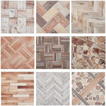 18 ark 9 stiler Dukkehus Tapeter Selvklebende Dukkehus Tapet Gulv PVC Vanntette Mini Klistremerker Mini Dukkehus Tilbehør for DIY Cra