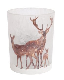 Kynttilälyhty Porot Valkoinen