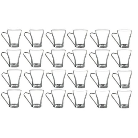 24-pack glas- och metallmuggar 20 cl | Transparenta designmuggar - 24 x 20 cl