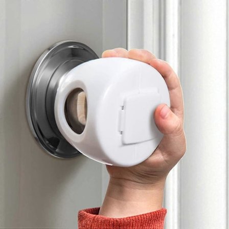 4-pack Dörrknoppsskydd för Barn, Barnsäkra Dörrknoppsskydd, Babysäker Dörrknoppshandtag med Låsbar Design [DB]