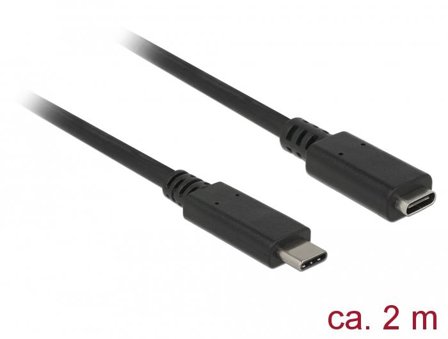 Delock USB type C-forlengelseskabel - 24 pin USB-C til 24 pin USB-C - 2 m