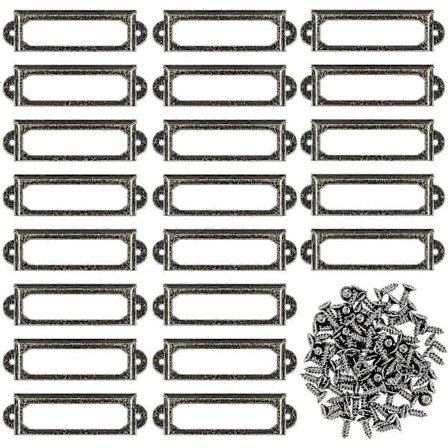 50 stk. Metal Etiketholdere Med Skruer Til Møbelskuffer Skabe Kort Navneskilte - Bronze (s-60 X 17mm) -Qin