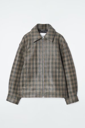 COS Women's Checked Woven Leather Jacket