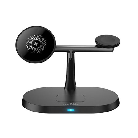 Maxlife 3-in-1 Wireless Charger, 15W - Black
