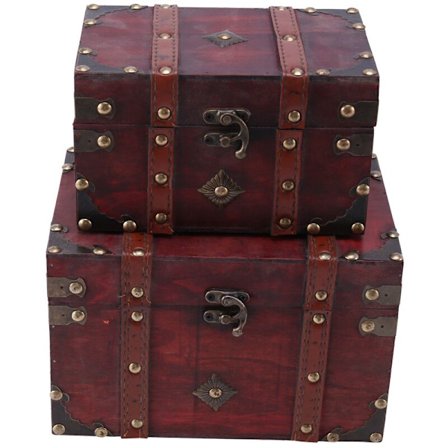 Vintage trälåda - Typer av och små föremål - Liten och stor förvaringslåda