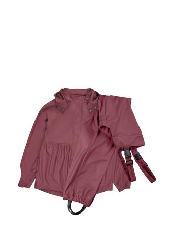 Gunhild Pu Fleece Set W/Dungarees Outerwear Rainwear Rainwear Sets Rosa By Lindgren