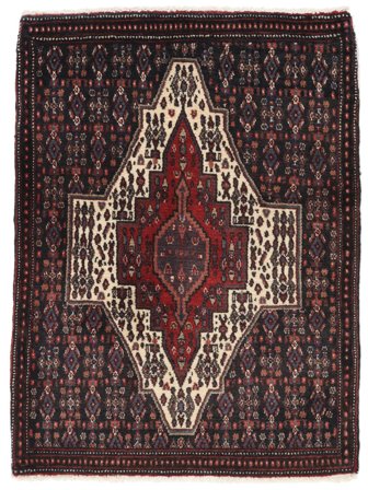 Senneh Rug Oriental Black/Dark Red (Wool, Persia)