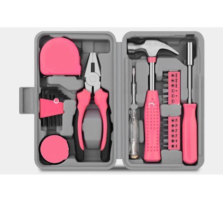 24 Dele Pink Værktøjssæt til Kvinder Mini DIY Sæt med Grundlæggende Håndværktøj til Hjemmekontor Kompakt Værktøjskasse til DIY Projekter Daglig Brug