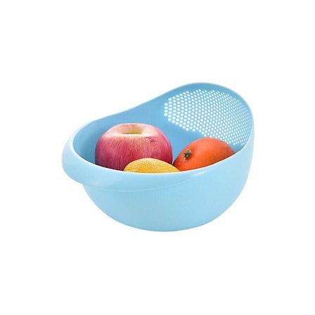 Riisiseula Muovinen Siivilä Keittiön Vesihanan Valutuskori Kahvalla Riisikulho Siivilä Siiviläkori Allas Valutus Keittiötyökalut 1kpl Sininen