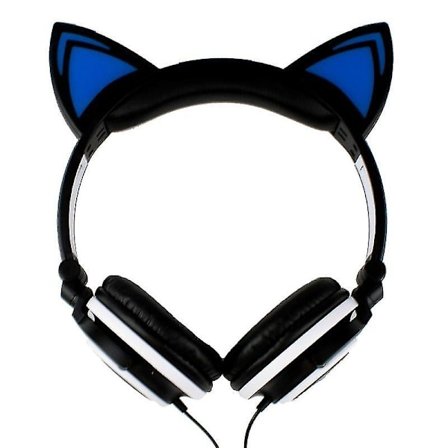 Led Høretelefoner Med Katteører - Sort Og Hvid