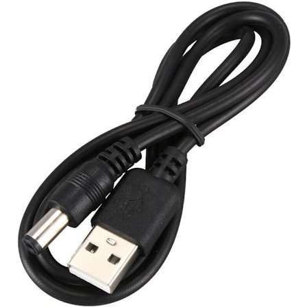 USB 5.5mm/2.1mm 5V DC -syöttökaapeli (musta, 75 cm)